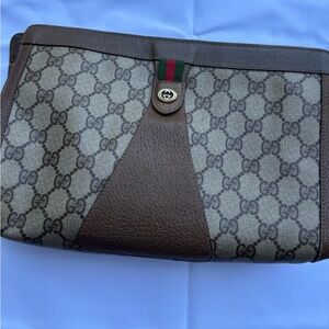 Vintage Gucci Brown Leather Trim Accessory